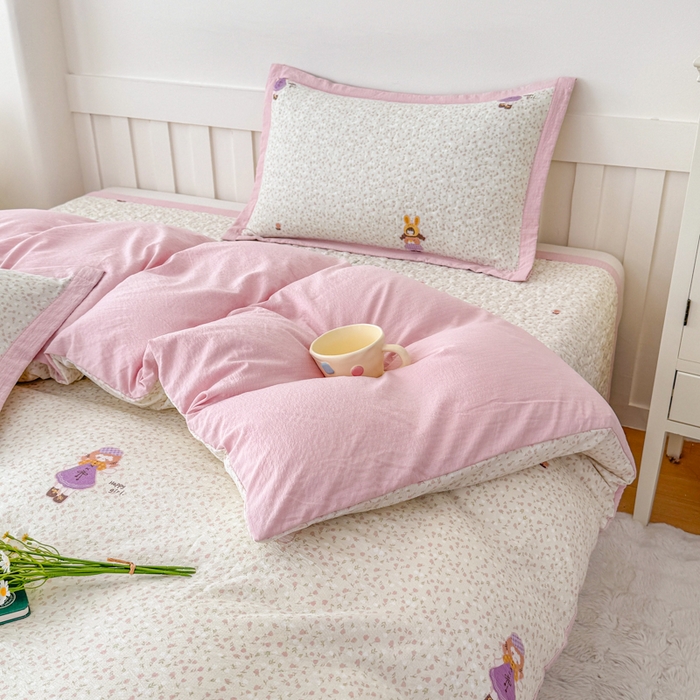 91家纺网 家纺一手货源 找家纺 （总）999家纺 2025新款A类云感原麻双层纱床盖四件套-简约款