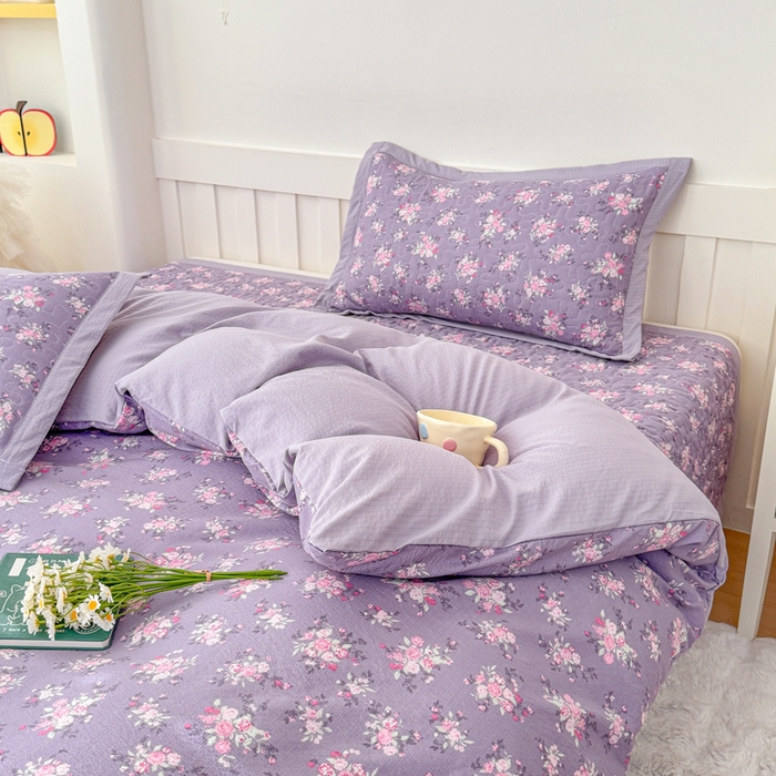 91家纺网 家纺一手货源 找家纺 （总）999家纺 2025新款A类云感原麻双层纱床盖四件套-简约款