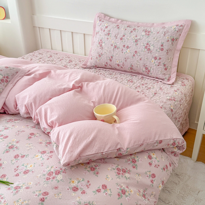 91家纺网 家纺一手货源 找家纺 （总）999家纺 2025新款A类云感原麻双层纱床盖四件套-简约款