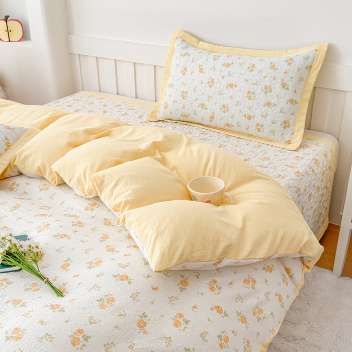 91家纺网 家纺一手货源 找家纺 （总）999家纺 2025新款A类云感原麻双层纱床盖四件套-简约款