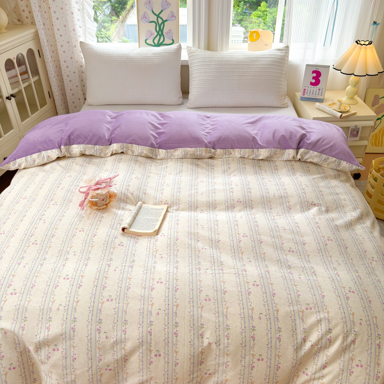 91家纺网 家纺一手货源 找家纺 清雅福 2025新款秋冬新品全棉印花棉加绒单被套单品被套被套单件 棉绒-花季时光