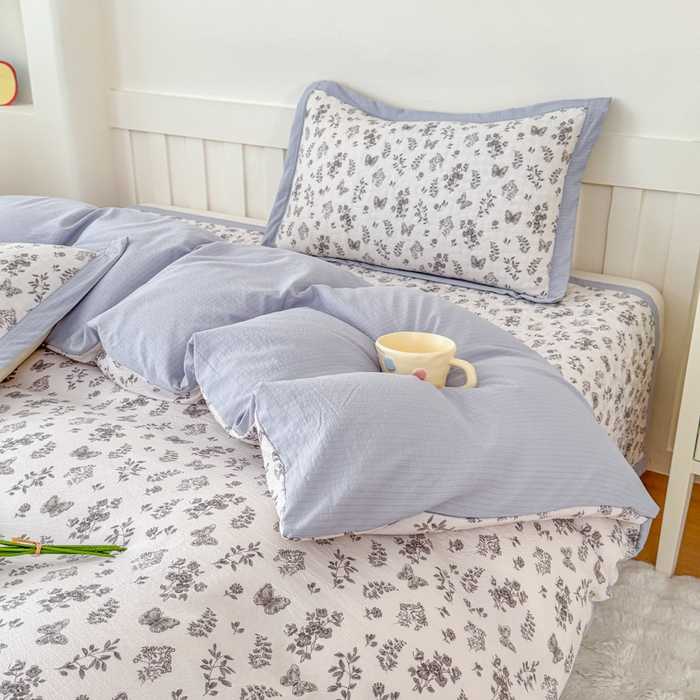 91家纺网 家纺一手货源 找家纺 （总）999家纺 2025新款A类云感原麻双层纱床盖四件套-简约款