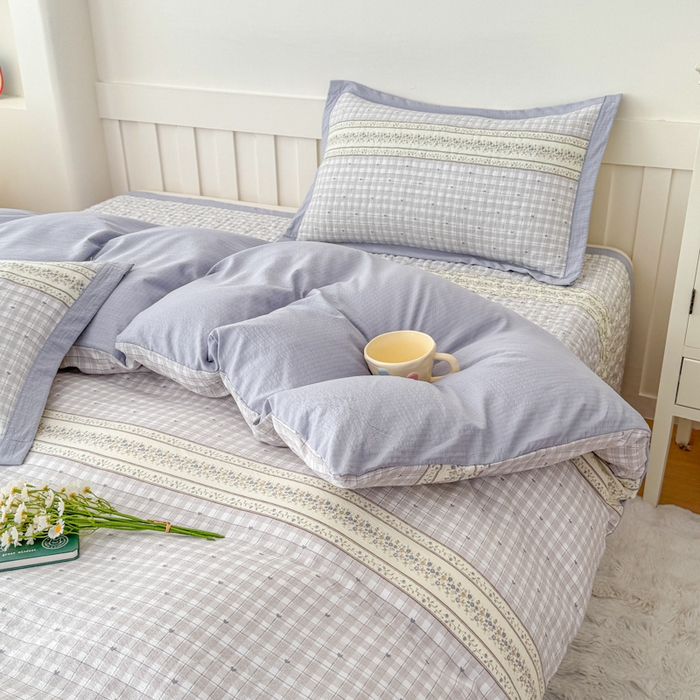 91家纺网 家纺一手货源 找家纺 （总）999家纺 2025新款A类云感原麻双层纱床盖四件套-简约款