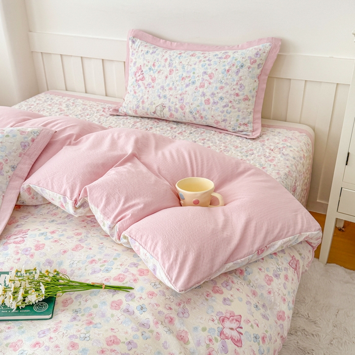 91家纺网 家纺一手货源 找家纺 （总）999家纺 2025新款A类云感原麻双层纱床盖四件套-简约款