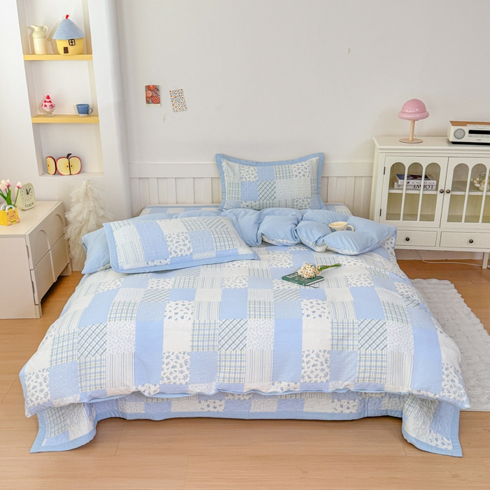 91家纺网 家纺一手货源 找家纺 （总）999家纺 2025新款A类云感原麻双层纱床盖四件套-简约款