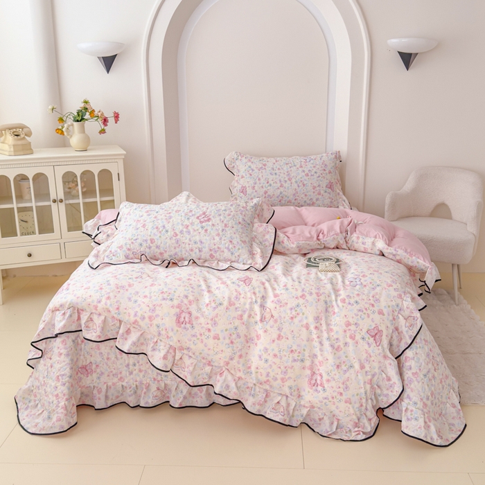 91家纺网 家纺一手货源 找家纺 （总）999家纺 2025新款A类云感原麻双层纱床盖四件套