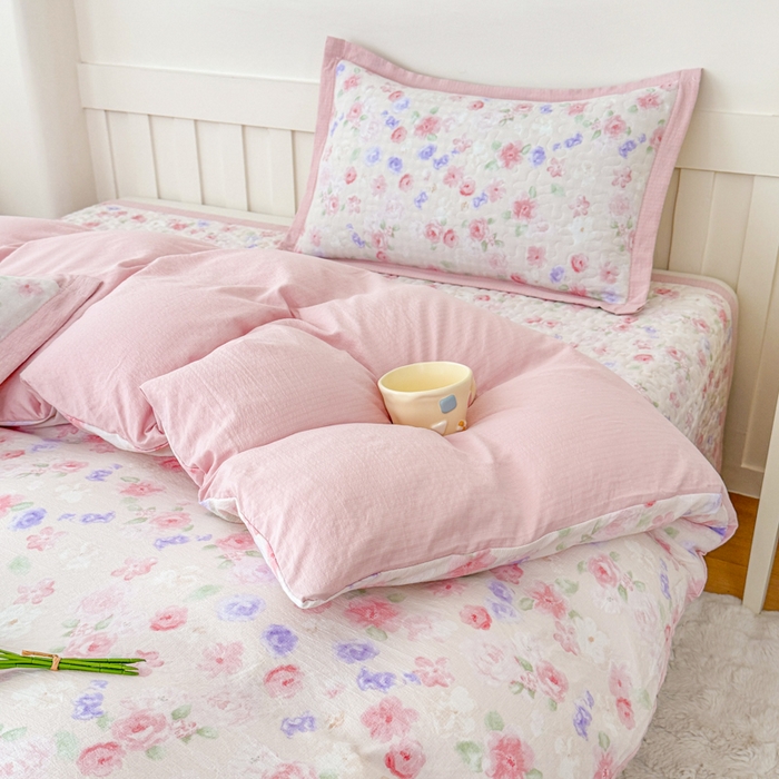 91家纺网 家纺一手货源 找家纺 （总）999家纺 2025新款A类云感原麻双层纱床盖四件套-简约款