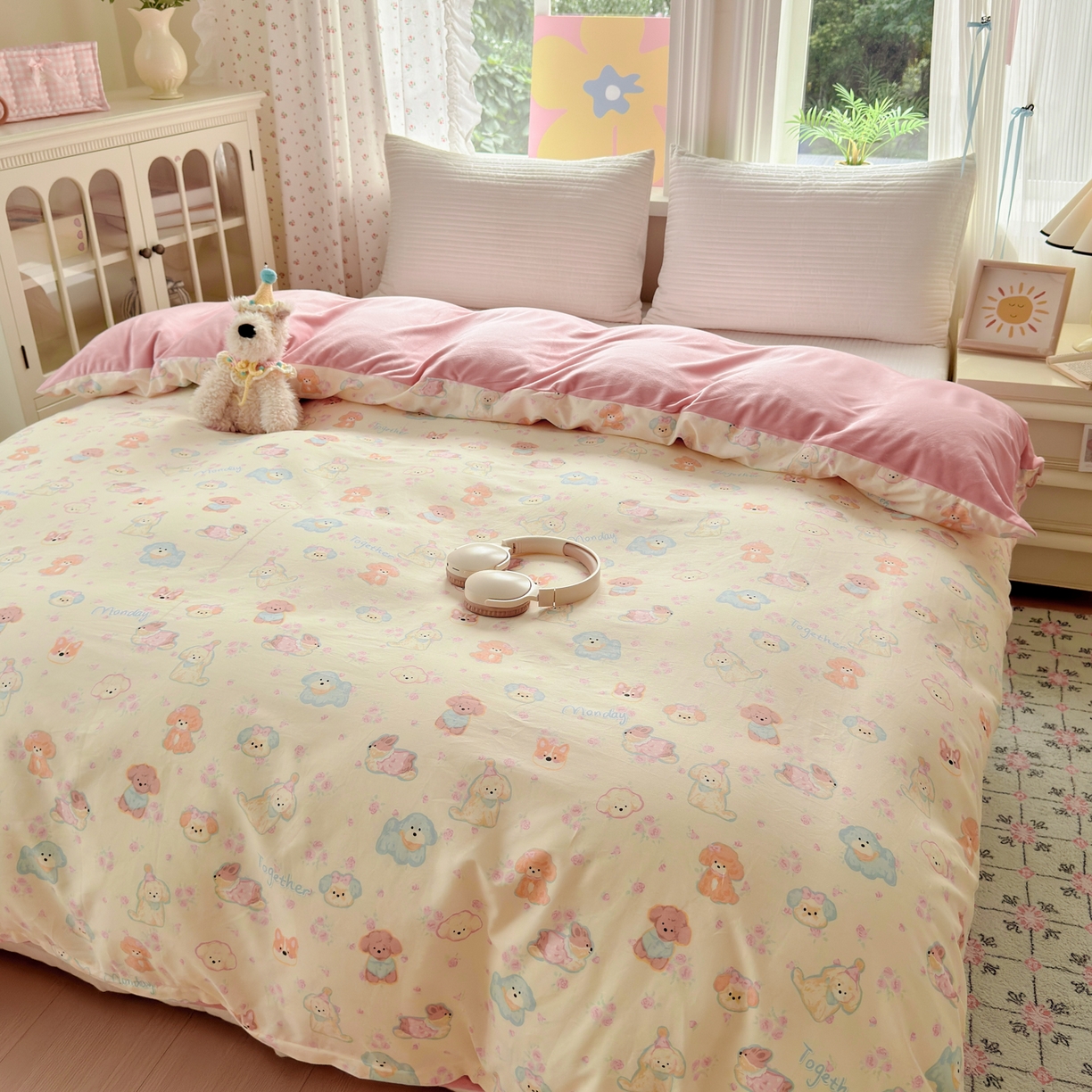 91家纺网 家纺一手货源 找家纺 清雅福 2025新款秋冬新品全棉印花棉加绒单被套单品被套被套单件 棉绒-狗狗家族