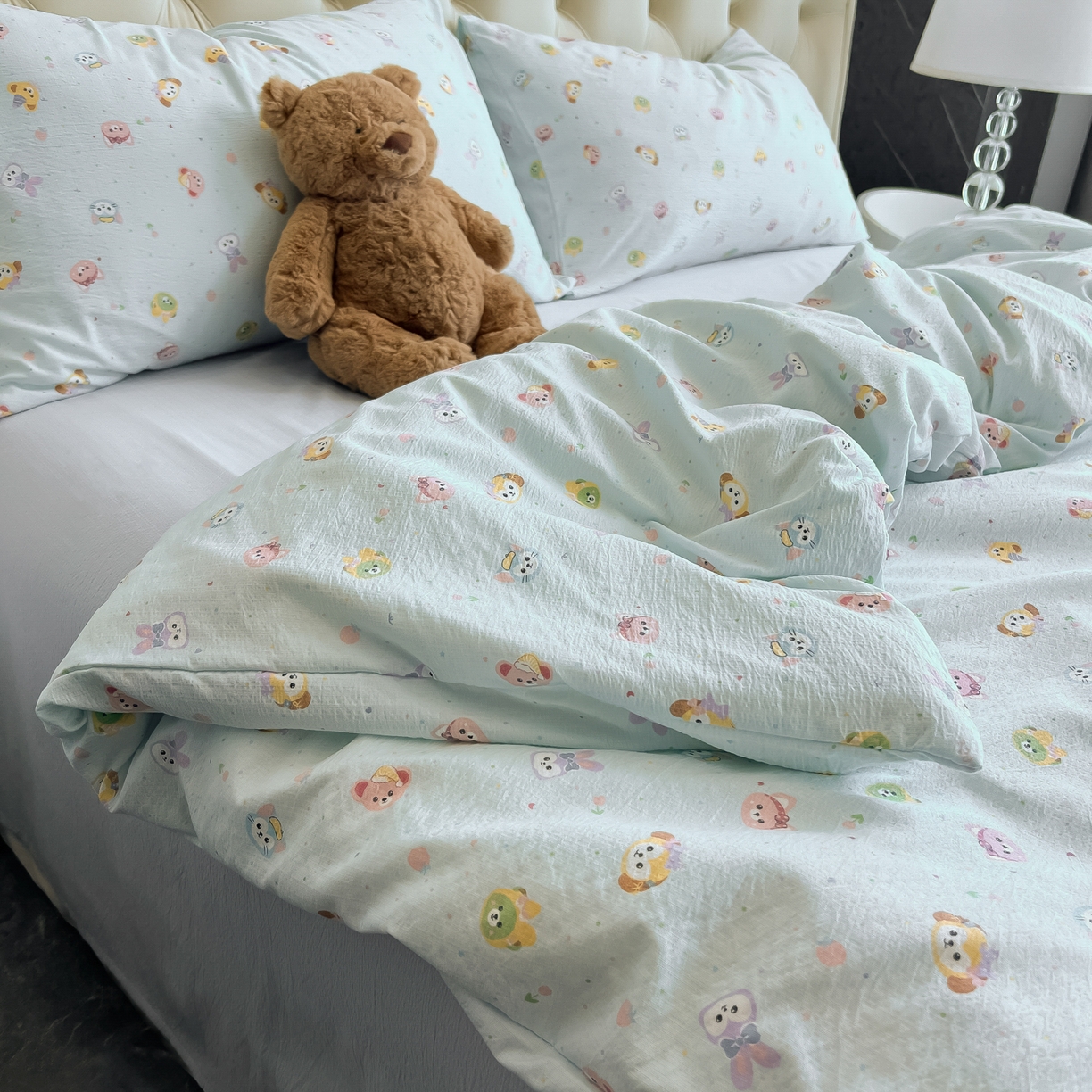 91家纺网 家纺一手货源 找家纺 韩巢家纺 2025新款双层纱床上用品四件套热销款超柔学生宿舍床单被套三件套 绒毛摇滚