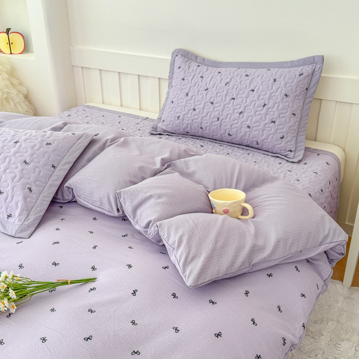 91家纺网 家纺一手货源 找家纺 （总）999家纺 2025新款A类云感原麻双层纱床盖四件套-简约款