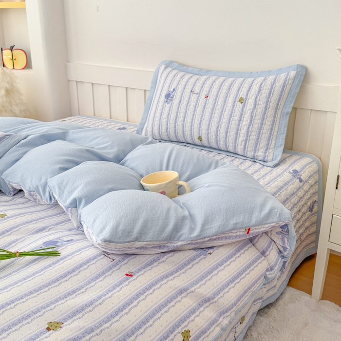 91家纺网 家纺一手货源 找家纺 （总）999家纺 2025新款A类云感原麻双层纱床盖四件套-简约款