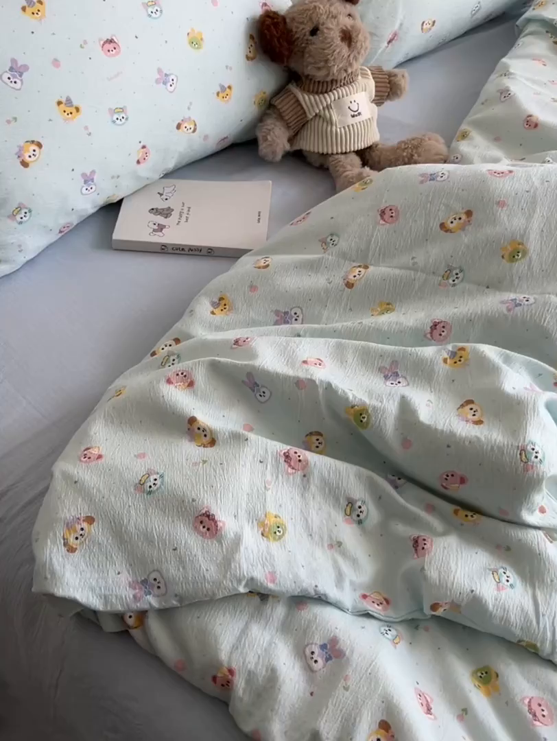 91家纺网 家纺一手货源 找家纺 韩巢家纺 2025新款双层纱床上用品四件套热销款超柔学生宿舍床单被套三件套 绒毛摇滚
