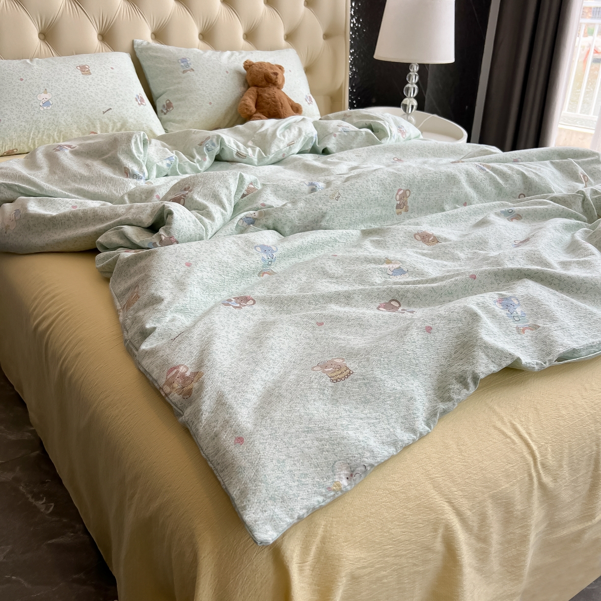 91家纺网 家纺一手货源 找家纺 韩巢家纺 2025新款双层纱床上用品四件套热销款超柔学生宿舍床单被套三件套 少女象