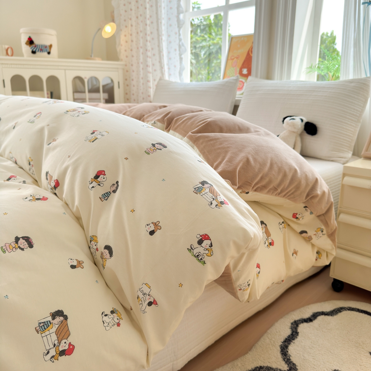 清雅福 2025新款秋冬新品全棉印花棉加绒单被套单品被套被套单件 棉绒-派克