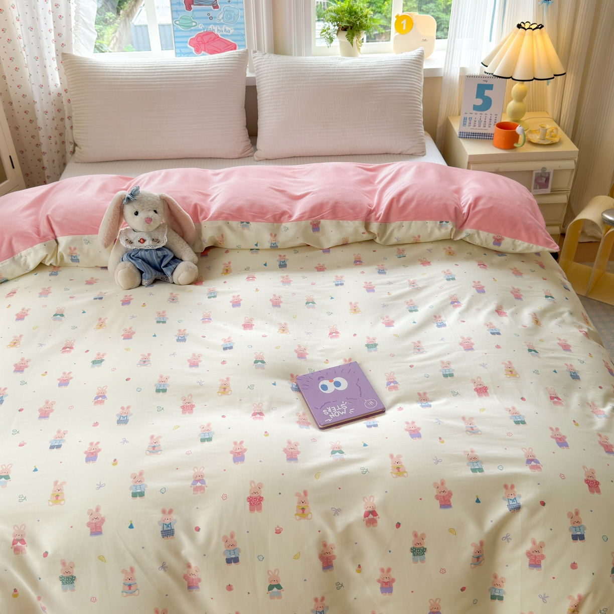 91家纺网 家纺一手货源 找家纺 清雅福 2025新款秋冬新品全棉印花棉加绒单被套单品被套被套单件 棉绒-果冻兔