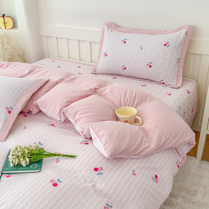 91家纺网 家纺一手货源 找家纺 （总）999家纺 2025新款A类云感原麻双层纱床盖四件套-简约款