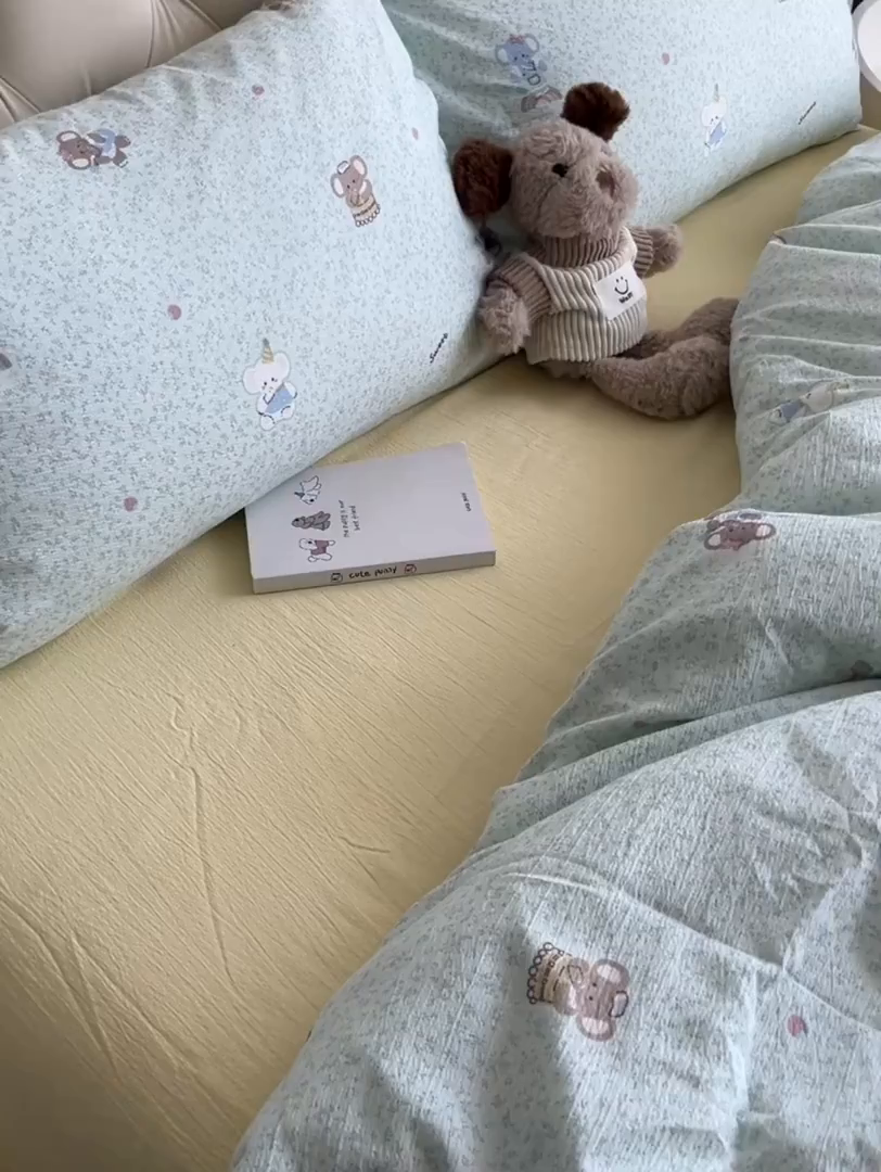 91家纺网 家纺一手货源 找家纺 韩巢家纺 2025新款双层纱床上用品四件套热销款超柔学生宿舍床单被套三件套 少女象