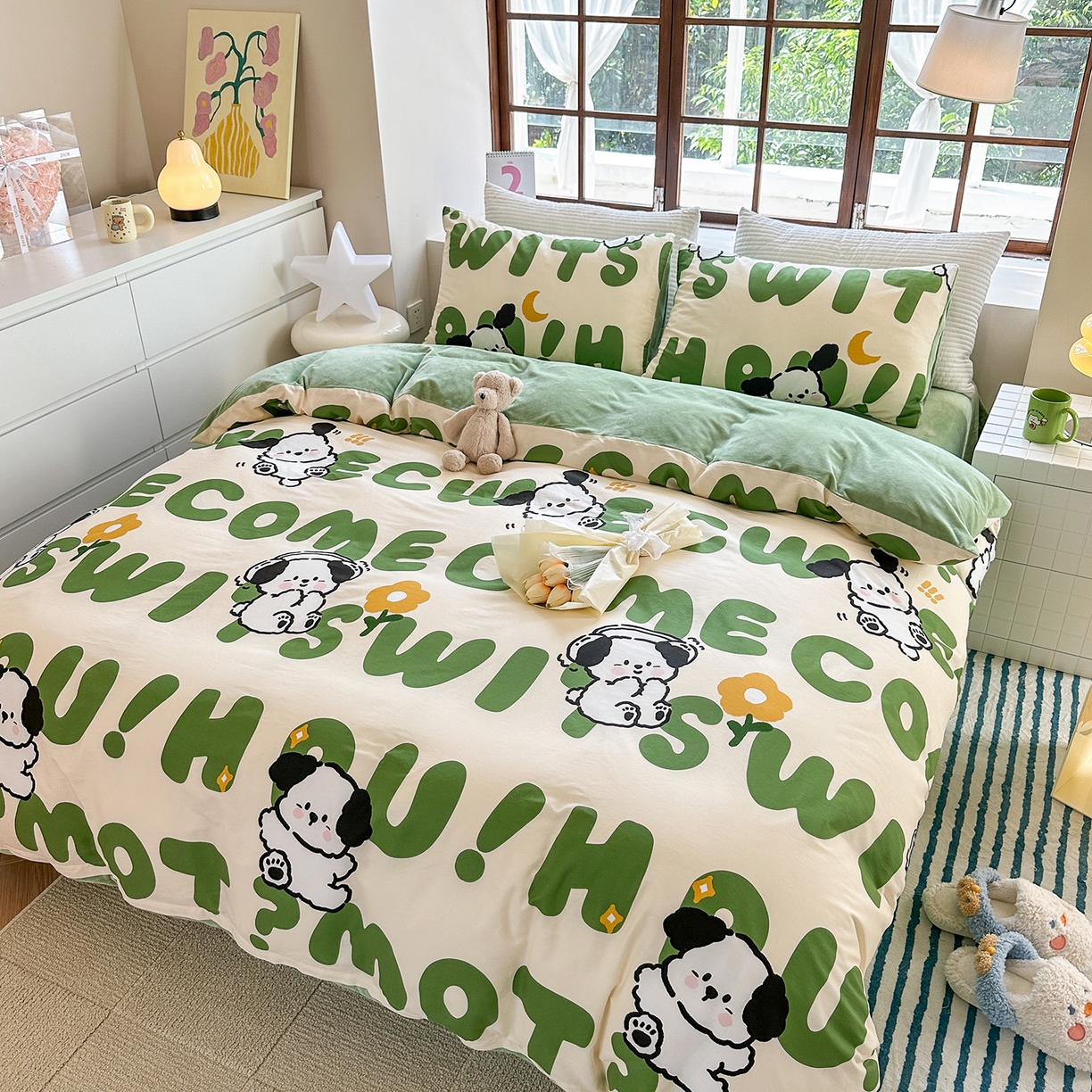 91家纺网 家纺一手货源 找家纺 清雅福 2025新款秋冬新品全棉印花棉加绒单被套单品被套被套单件 棉绒-皮皮狗