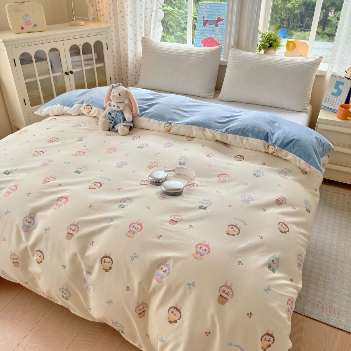 91家纺网 家纺一手货源 找家纺 清雅福 2025新款秋冬新品全棉印花棉加绒单被套单品被套被套单件 棉绒-大眼公仔