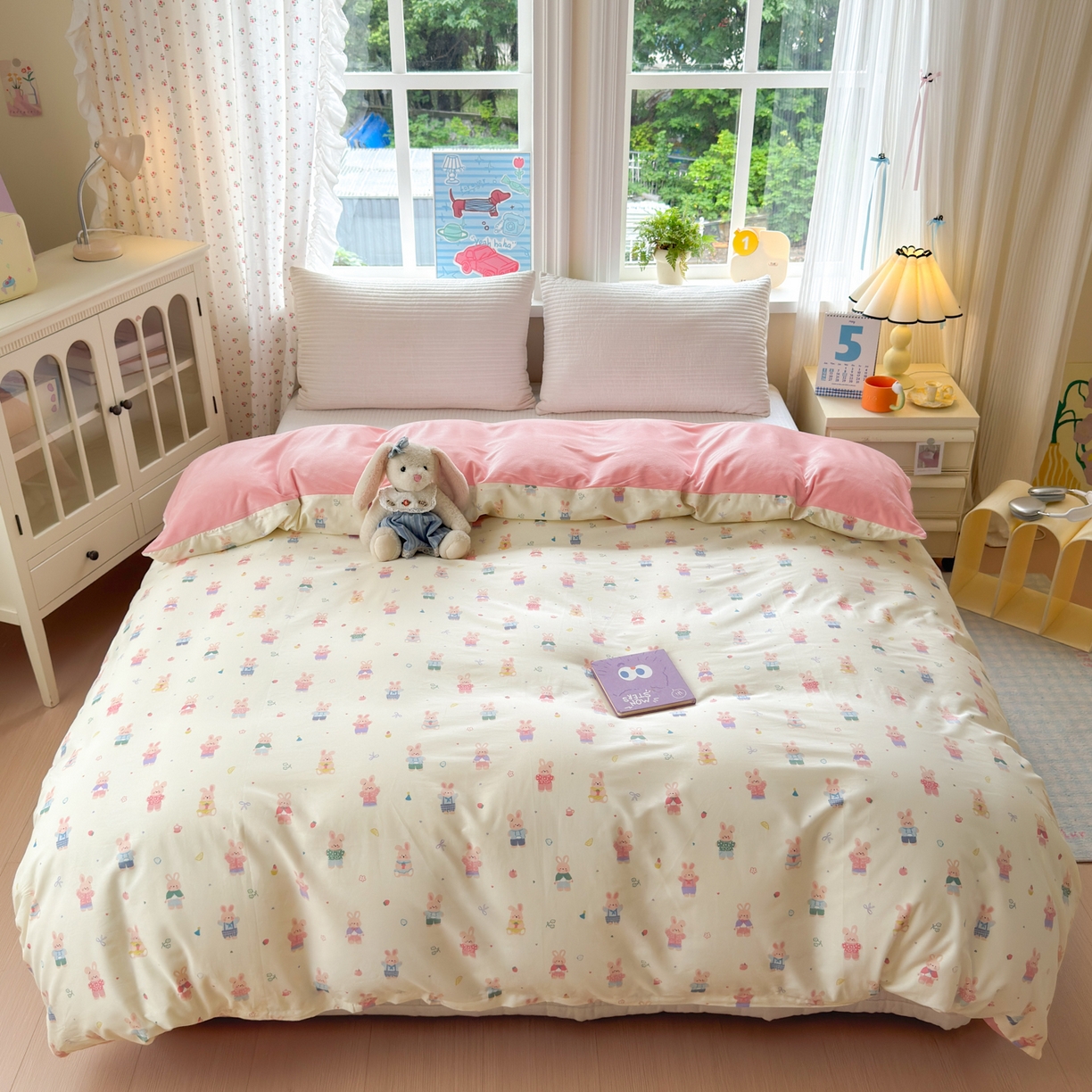 91家纺网 家纺一手货源 找家纺 清雅福 2025新款秋冬新品全棉印花棉加绒单被套单品被套被套单件 棉绒-果冻兔