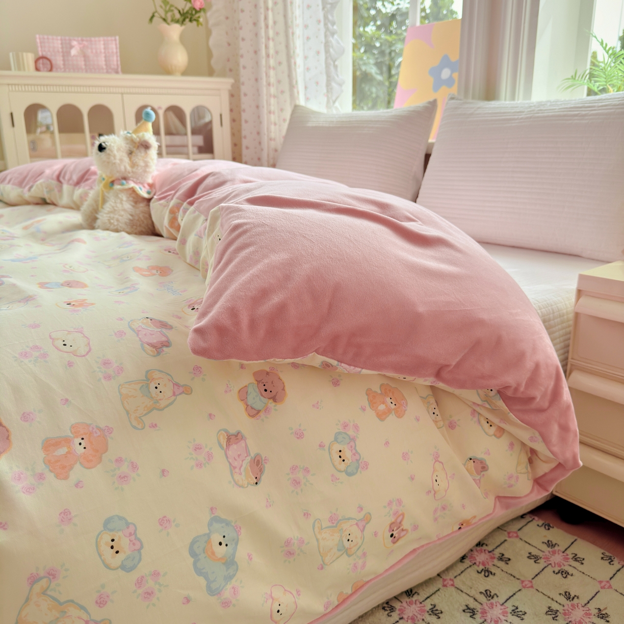 91家纺网 家纺一手货源 找家纺 清雅福 2025新款秋冬新品全棉印花棉加绒单被套单品被套被套单件 棉绒-狗狗家族