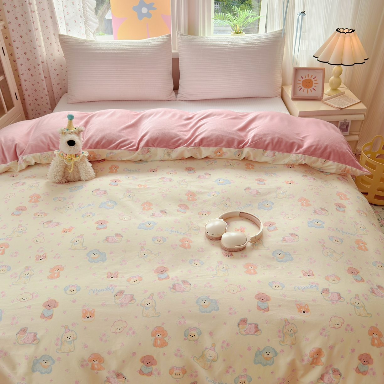 91家纺网 家纺一手货源 找家纺 清雅福 2025新款秋冬新品全棉印花棉加绒单被套单品被套被套单件 棉绒-狗狗家族