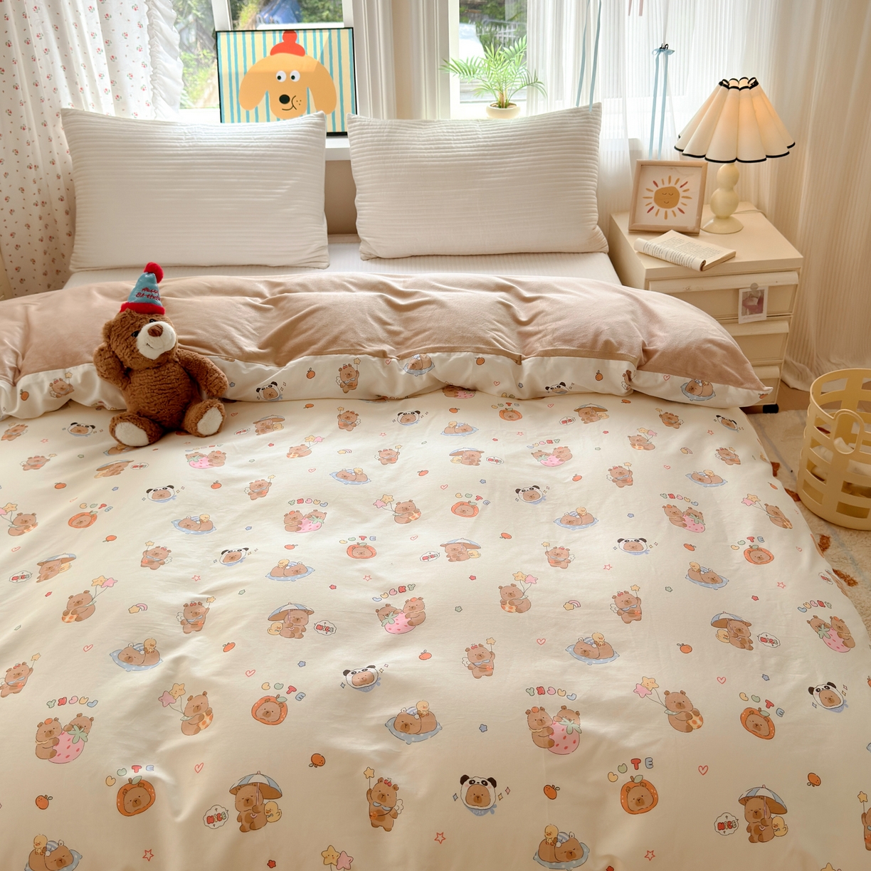 91家纺网 家纺一手货源 找家纺 清雅福 2025新款秋冬新品全棉印花棉加绒单被套单品被套被套单件 棉绒-熊猫卡皮