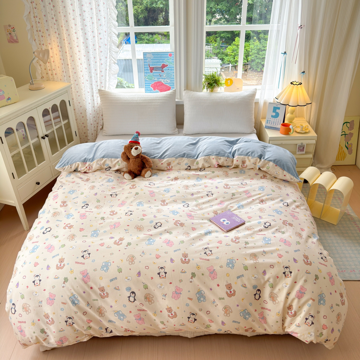 91家纺网 家纺一手货源 找家纺 清雅福 2025新款秋冬新品全棉印花棉加绒单被套单品被套被套单件 棉绒-企鹅熊