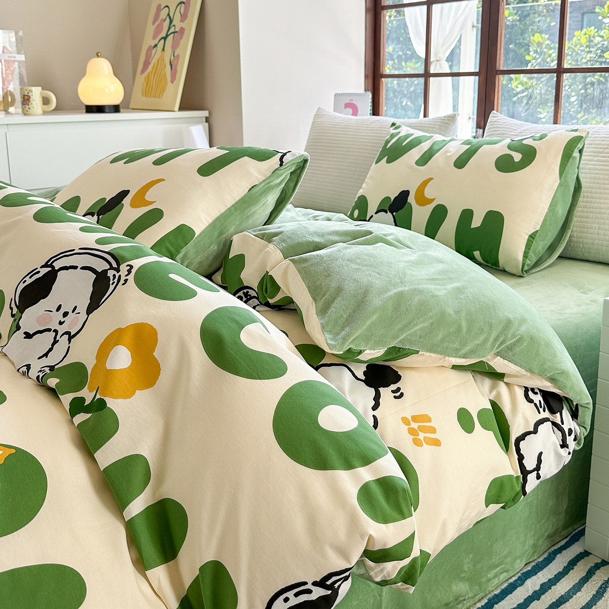 清雅福 2025新款秋冬新品全棉印花棉加绒单被套单品被套被套单件 棉绒-皮皮狗