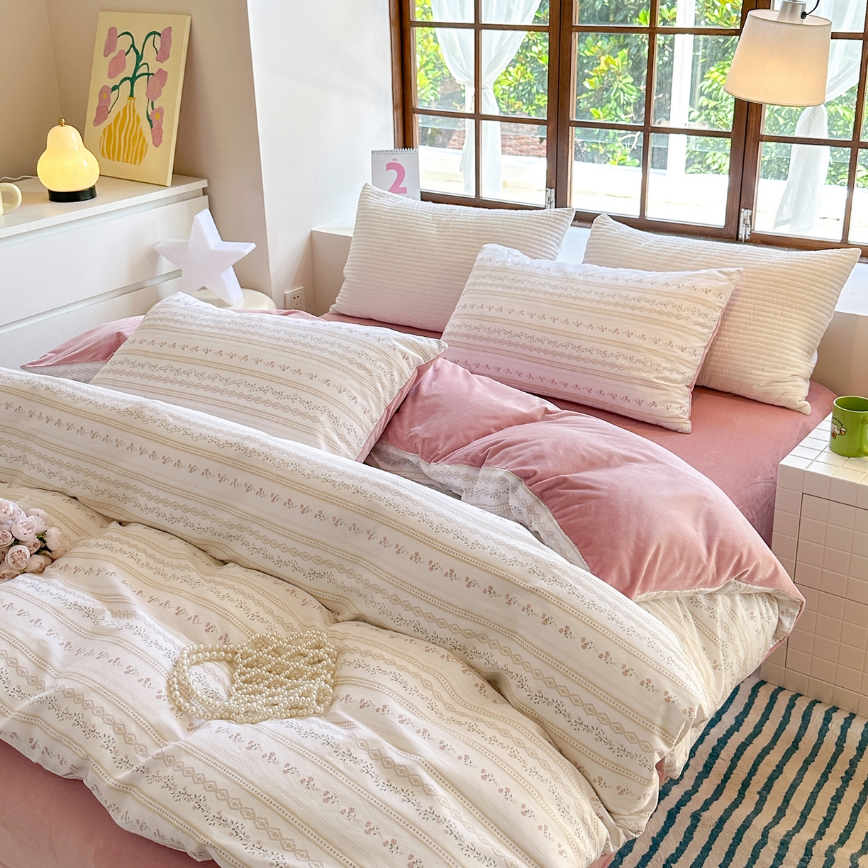 91家纺网 家纺一手货源 找家纺 清雅福 2025新款秋冬新品全棉印花棉加绒单被套单品被套被套单件 棉绒-樱桃花