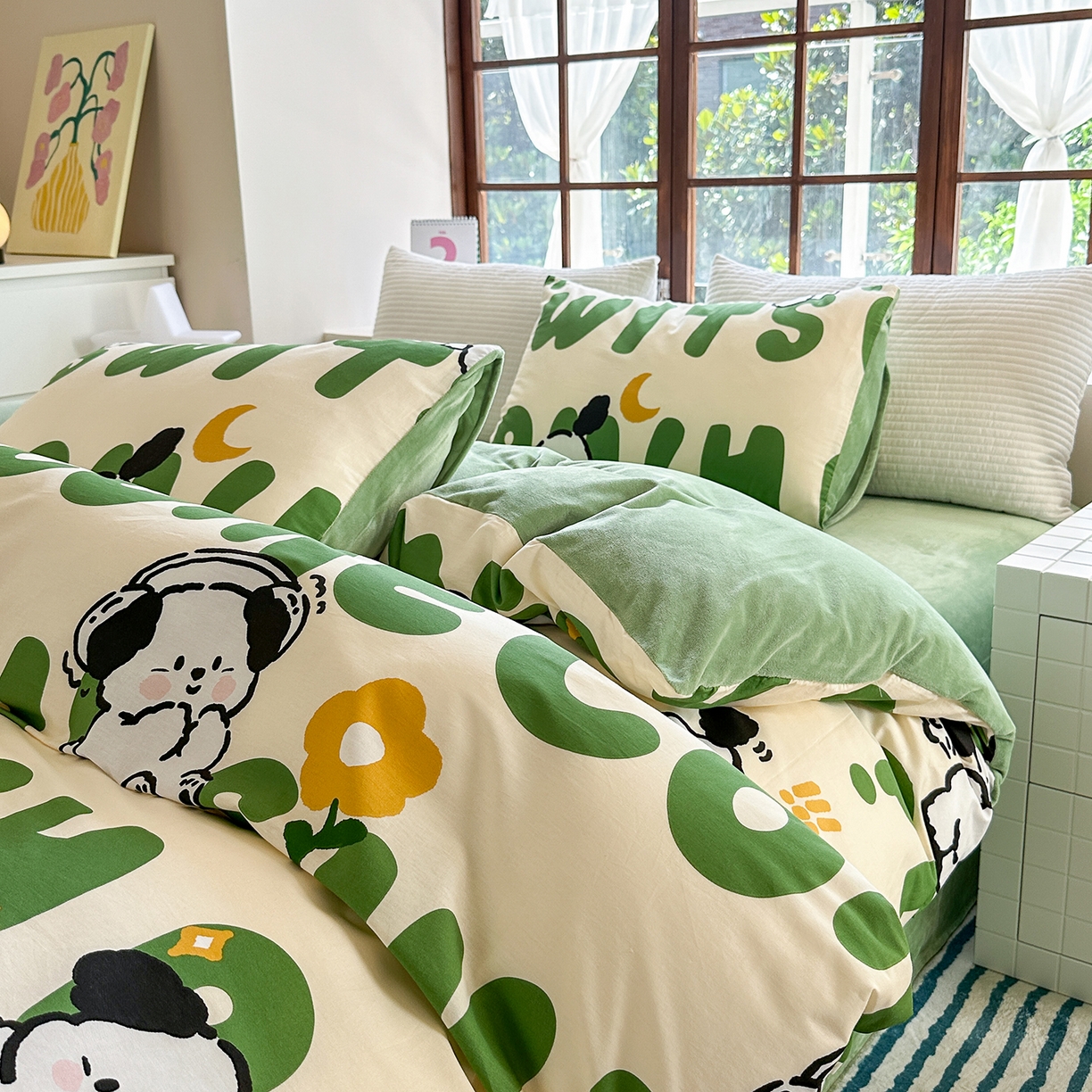 91家纺网 家纺一手货源 找家纺 清雅福 2025新款秋冬新品全棉印花棉加绒单被套单品被套被套单件 棉绒-皮皮狗