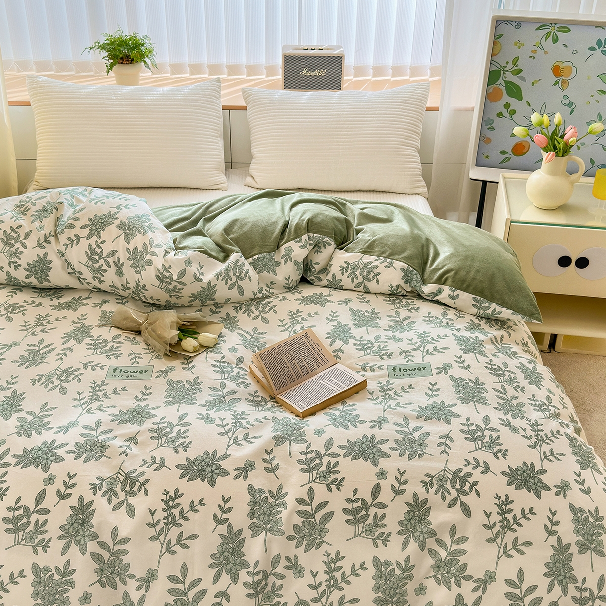 91家纺网 家纺一手货源 找家纺 清雅福 2025新款秋冬新品全棉印花棉加绒单被套单品被套被套单件 棉绒-绿意黯然