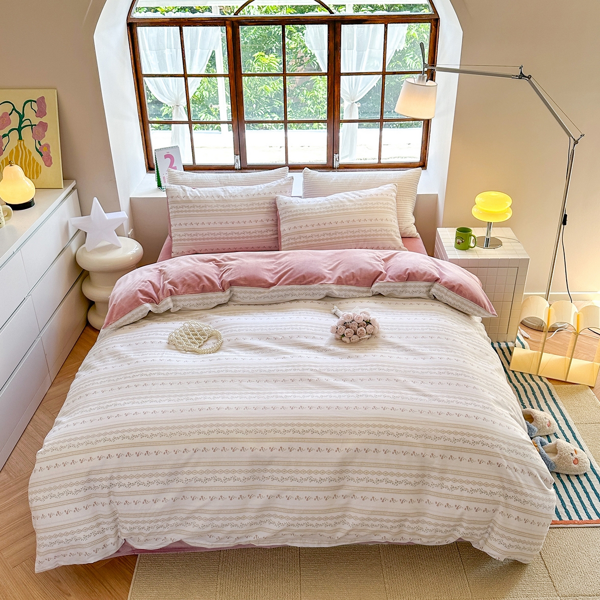 91家纺网 家纺一手货源 找家纺 清雅福 2025新款秋冬新品全棉印花棉加绒单被套单品被套被套单件 棉绒-樱桃花