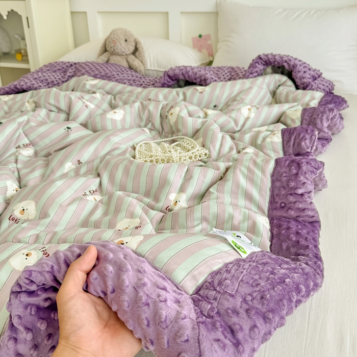 91家纺网 家纺一手货源 找家纺 宜梦家居 2025新款全棉纯棉豆豆被被子被芯 BT-努力小狗