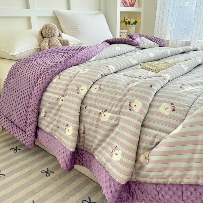 91家纺网 家纺一手货源 找家纺 宜梦家居 2025新款全棉纯棉豆豆被被子被芯 BT-努力小狗