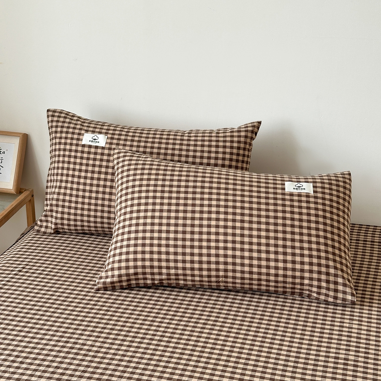 91家纺网 家纺一手货源 找家纺 笠裙家纺 2025新款A类色织全棉纯棉水洗棉床裙四件套 芸素咖