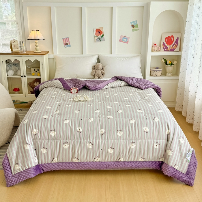 91家纺网 家纺一手货源 找家纺 宜梦家居 2025新款全棉纯棉豆豆被被子被芯 BT-努力小狗