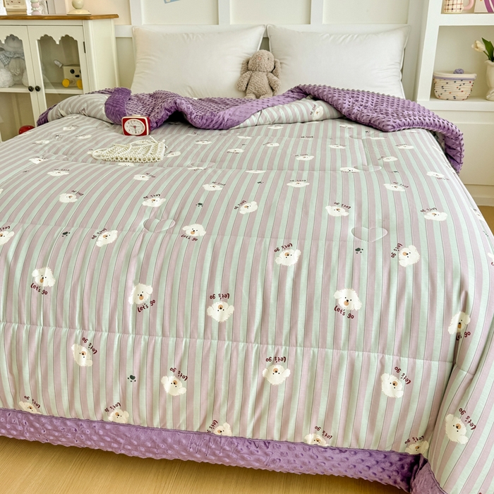 91家纺网 家纺一手货源 找家纺 宜梦家居 2025新款全棉纯棉豆豆被被子被芯 BT-努力小狗