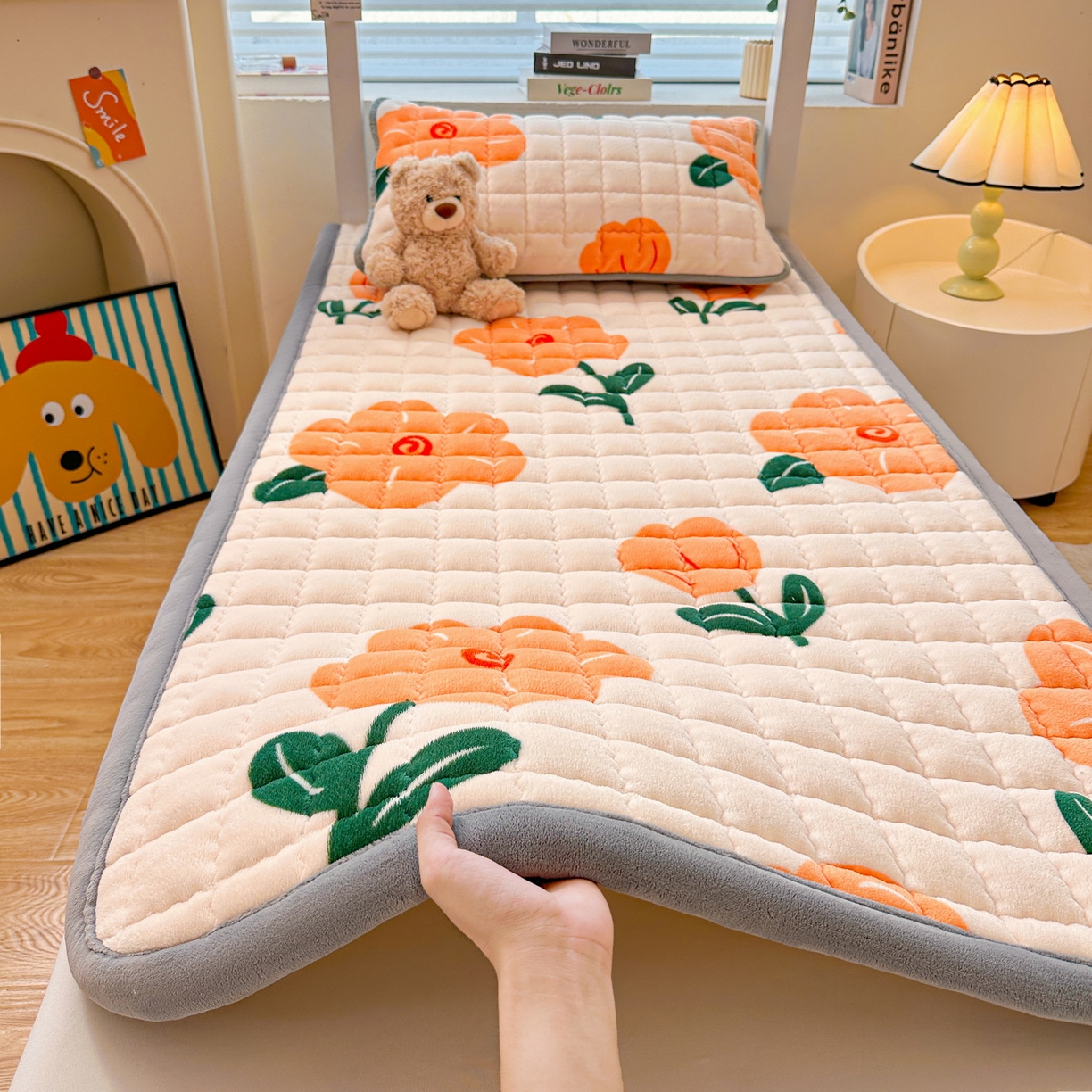 91家纺网 家纺一手货源 找家纺 （总）爱思凯家纺 2025新款水晶边-牛奶绒学生床褥-第三批