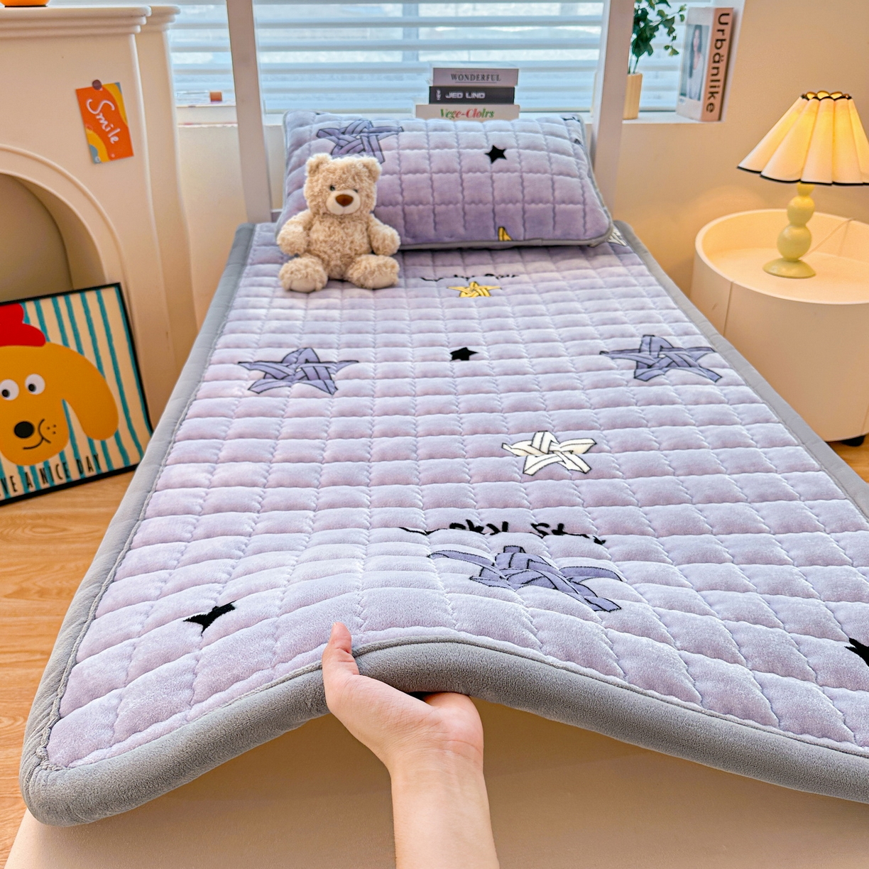 91家纺网 家纺一手货源 找家纺 （总）爱思凯家纺 2025新款水晶边-牛奶绒学生床褥-第三批