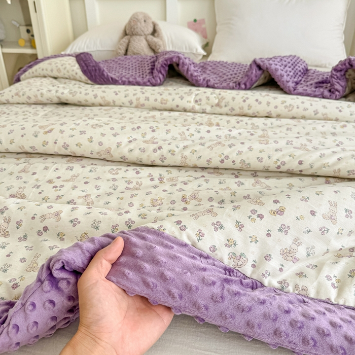 91家纺网 家纺一手货源 找家纺 宜梦家居 2025新款全棉纯棉豆豆被被子被芯 BT-栖居小兔