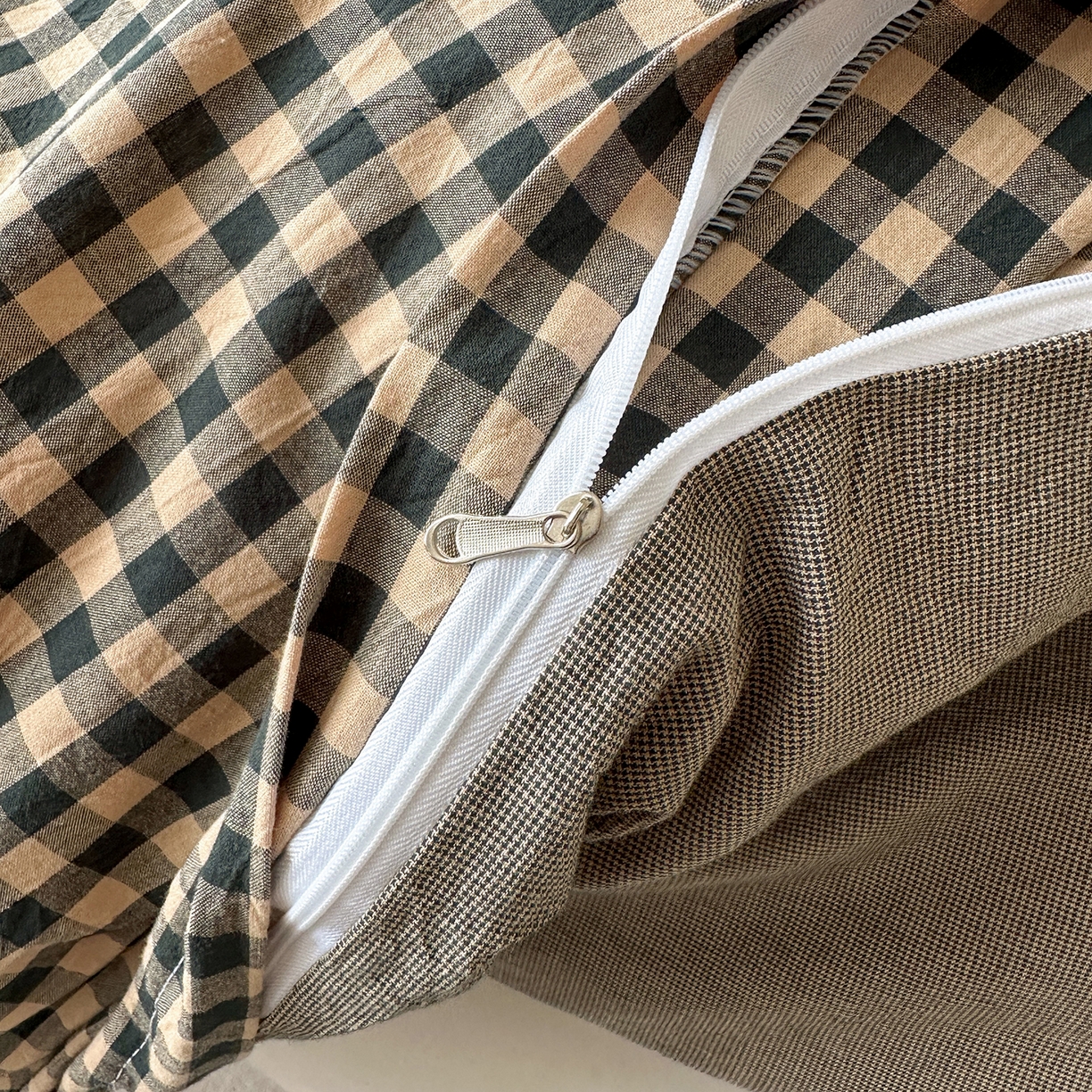 91家纺网 家纺一手货源 找家纺 笠裙家纺 2025新款A类色织全棉纯棉水洗棉床裙四件套 芸素绿