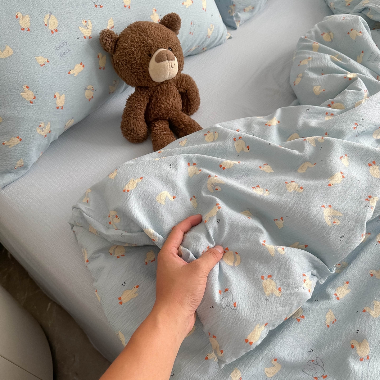 91家纺网 家纺一手货源 找家纺 韩巢家纺 2025新款双层纱床上用品四件套热销款超柔学生宿舍床单被套三件套 向天歌大鹅