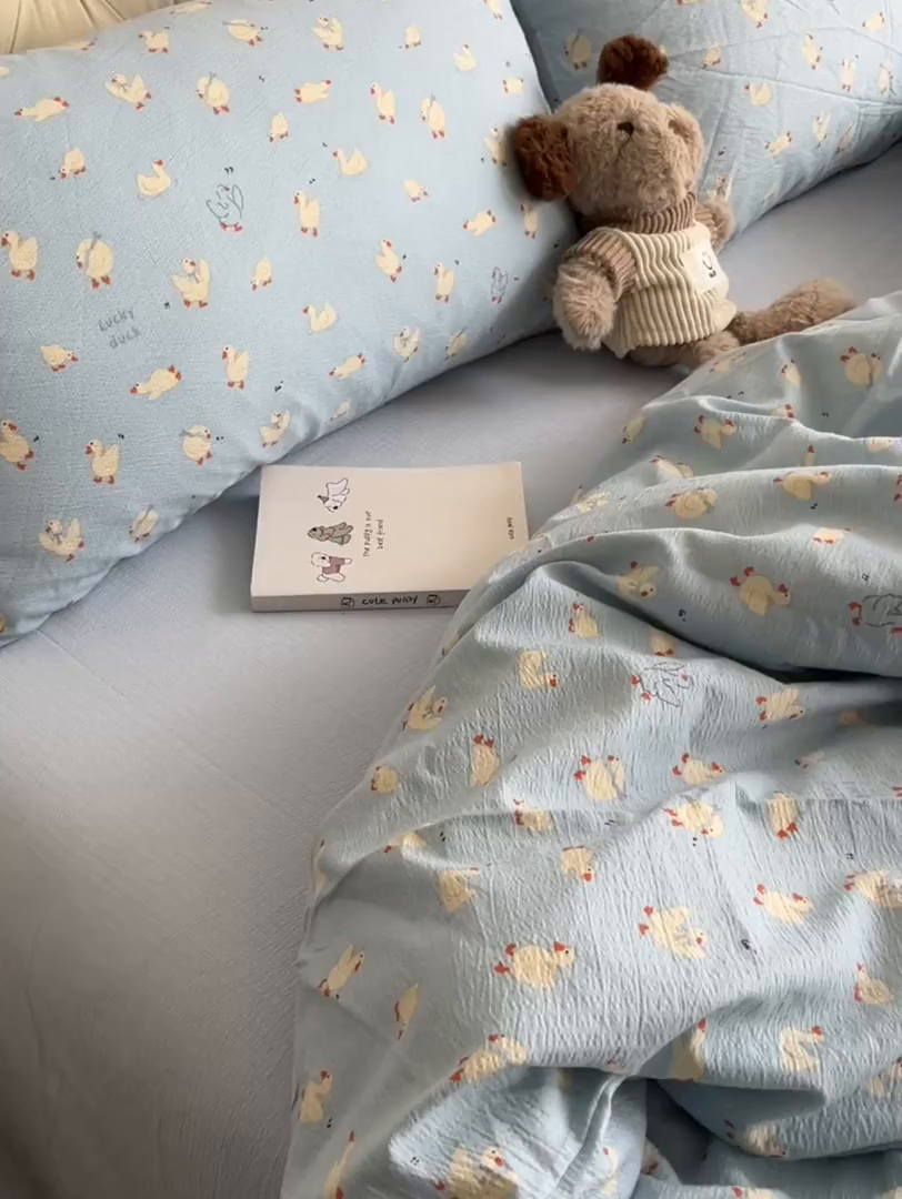 91家纺网 家纺一手货源 找家纺 韩巢家纺 2025新款双层纱床上用品四件套热销款超柔学生宿舍床单被套三件套 向天歌大鹅