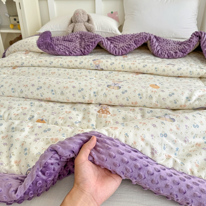 91家纺网 家纺一手货源 找家纺 宜梦家居 2025新款全棉纯棉豆豆被被子被芯 BT-碎花兔熊