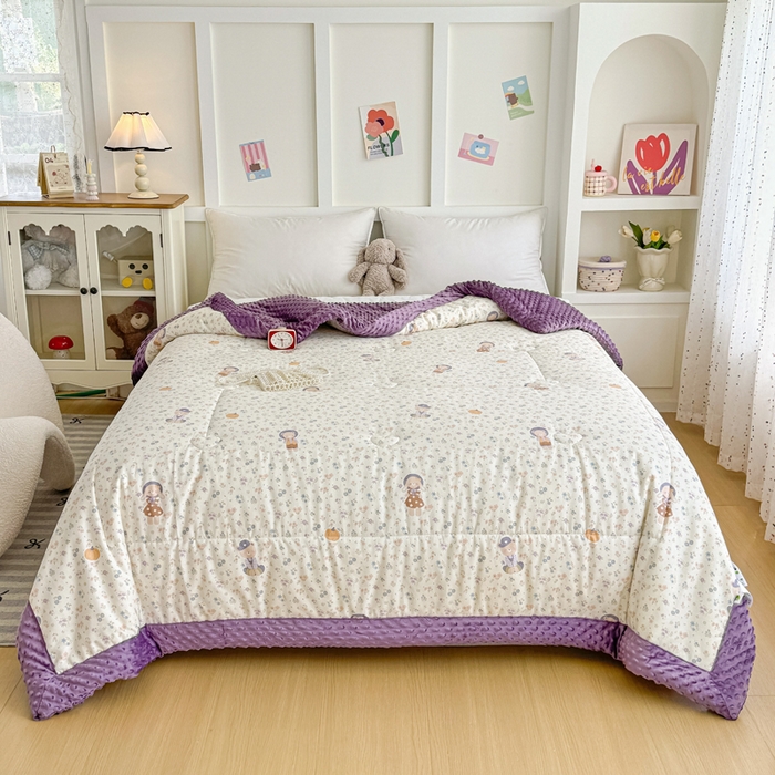 91家纺网 家纺一手货源 找家纺 宜梦家居 2025新款全棉纯棉豆豆被被子被芯 BT-碎花兔熊