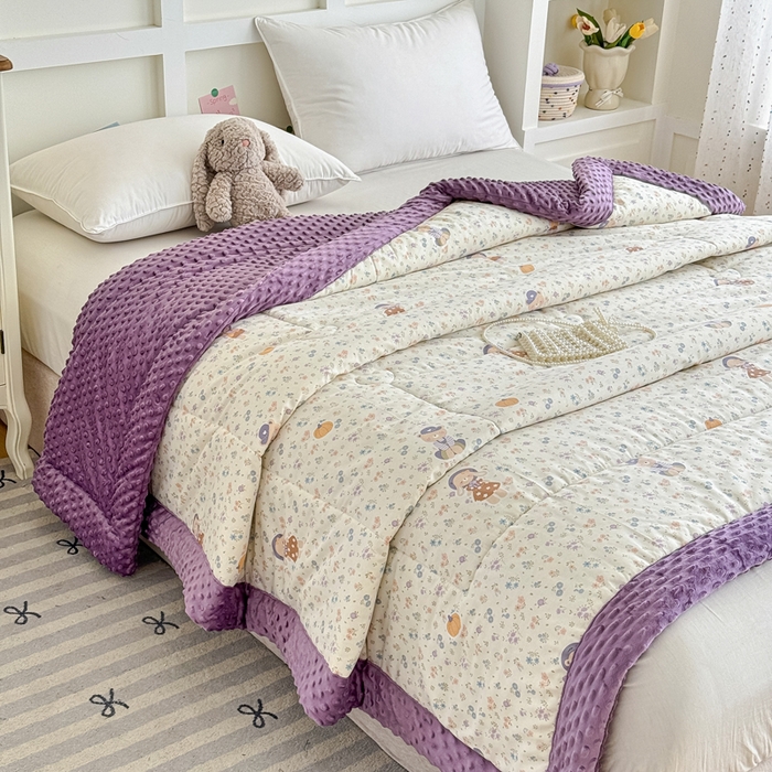 91家纺网 家纺一手货源 找家纺 宜梦家居 2025新款全棉纯棉豆豆被被子被芯 BT-碎花兔熊