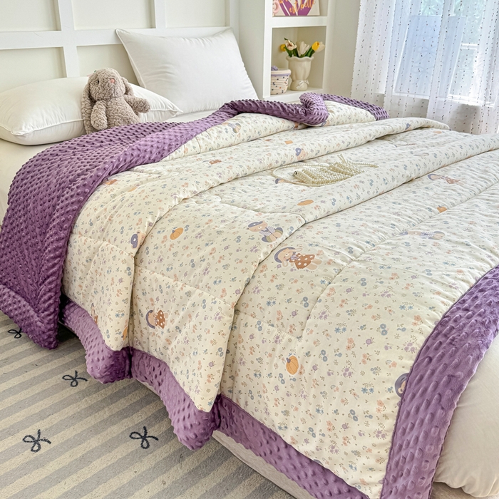 91家纺网 家纺一手货源 找家纺 宜梦家居 2025新款全棉纯棉豆豆被被子被芯 BT-碎花兔熊