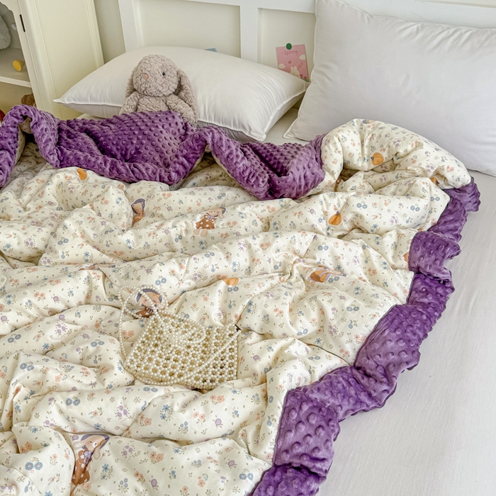 91家纺网 家纺一手货源 找家纺 宜梦家居 2025新款全棉纯棉豆豆被被子被芯 BT-碎花兔熊