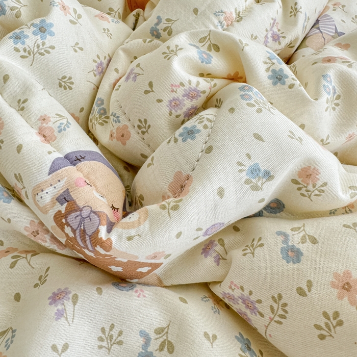 91家纺网 家纺一手货源 找家纺 宜梦家居 2025新款全棉纯棉豆豆被被子被芯 BT-碎花兔熊